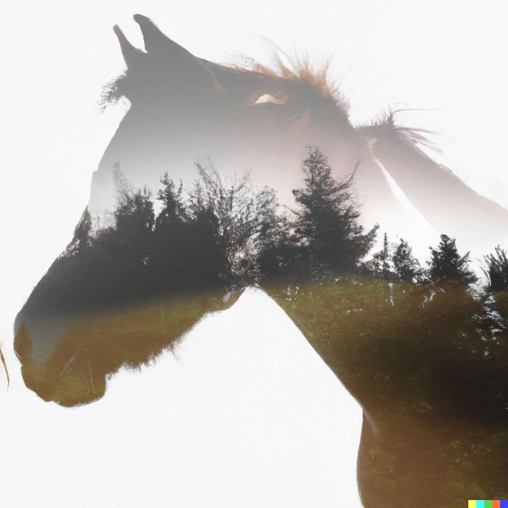 a horse, photograph, double exposure